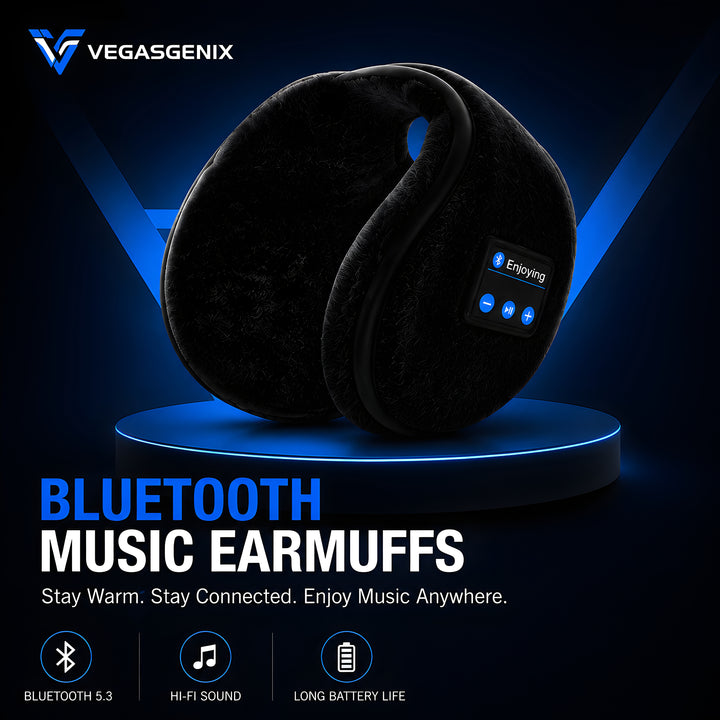Bluetooth Music Earmuffs | Wireless Winter Ear Warmers with HD Stereo Headphones &amp; Hands-Free Calling