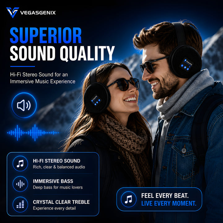 Bluetooth Music Earmuffs | Wireless Winter Ear Warmers with HD Stereo Headphones &amp; Hands-Free Calling