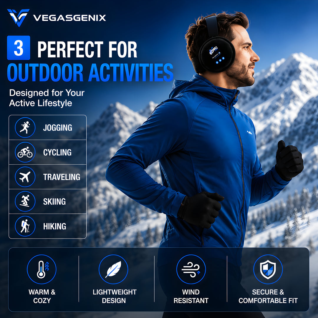 Bluetooth Music Earmuffs | Wireless Winter Ear Warmers with HD Stereo Headphones &amp; Hands-Free Calling