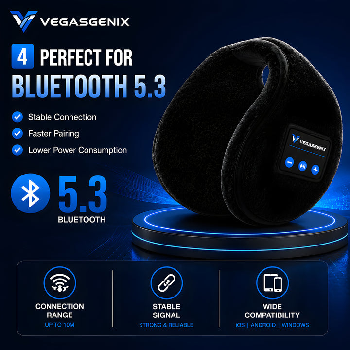 Bluetooth Music Earmuffs | Wireless Winter Ear Warmers with HD Stereo Headphones &amp; Hands-Free Calling