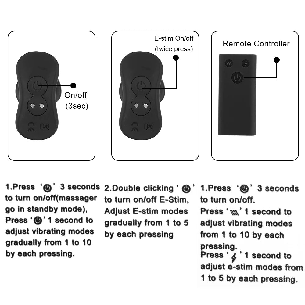 Electric Shock Vibrator E-stim Anal Plug Remote Control