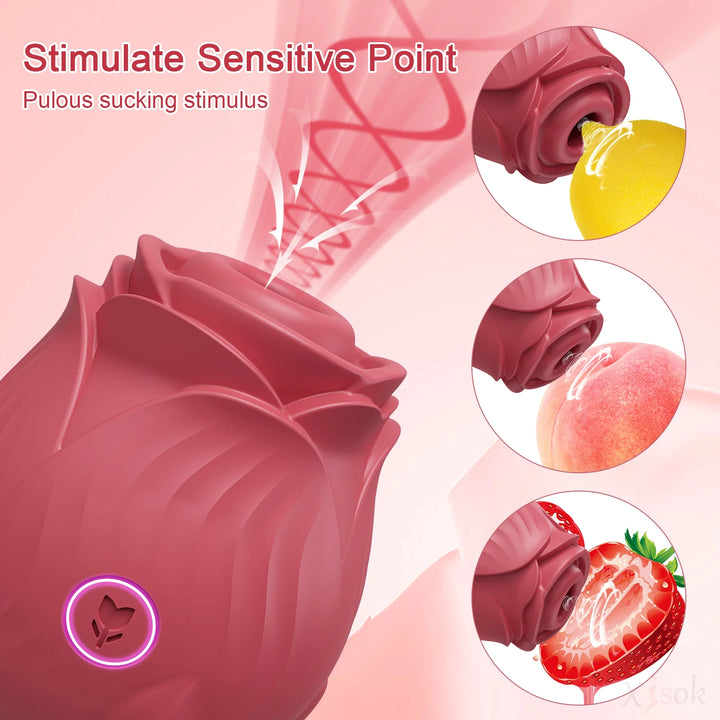 Rose-Sex Toy Vibator Toy for Women Silicone Clitoris Sucker Sucking