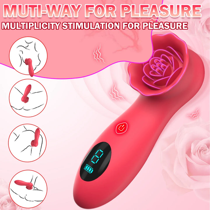 Rose G Spot Vibrator for Women Clitoris Stimulator Vagina Nipple Massager Powerful LCD Female Masturbator Sex Toys Adults 18+