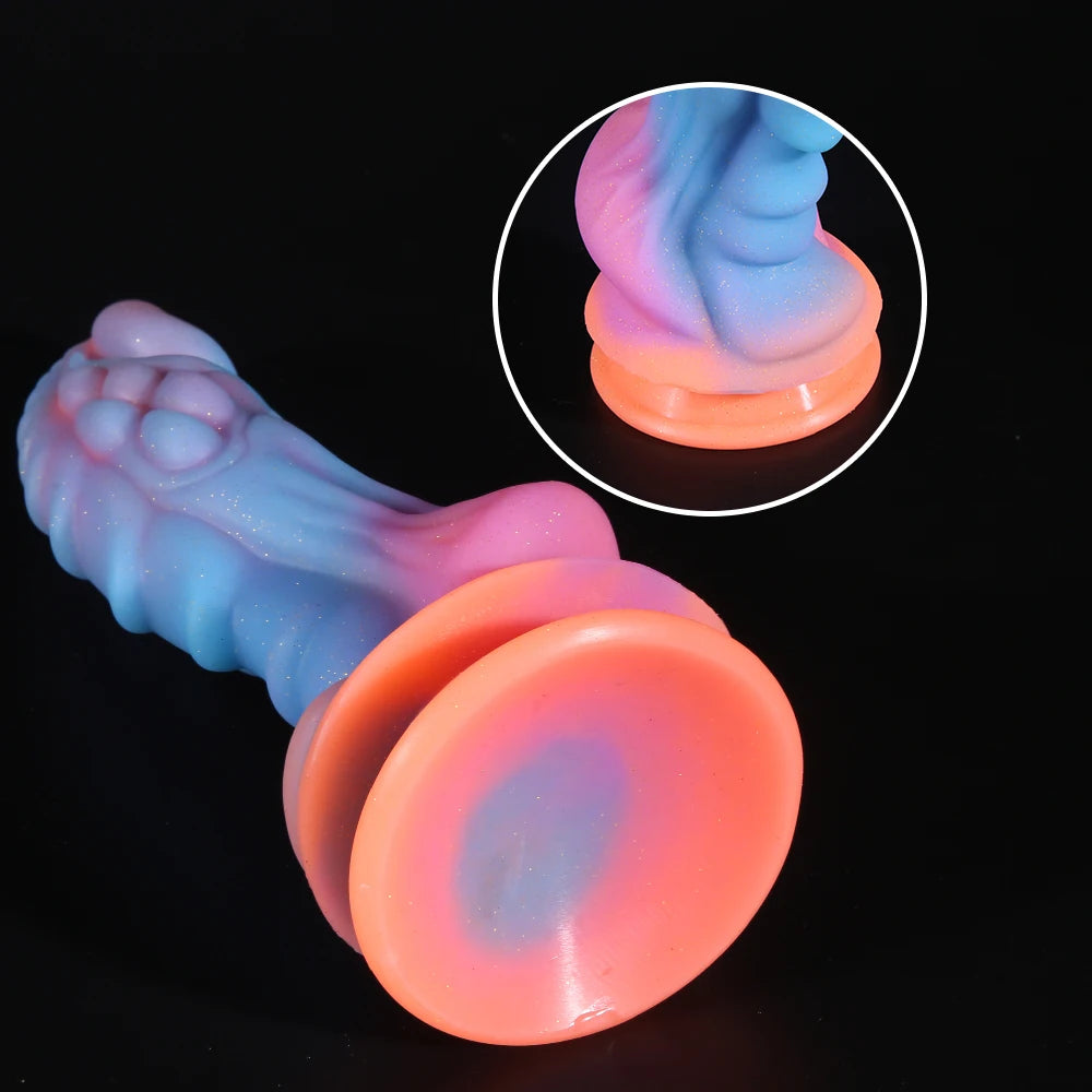 New Luminous Dildos Colourful Glowing Huge Penis G-spot Anal Butt Plug Women Toys Shaped Dragon Monster Dildo with Suction Cup