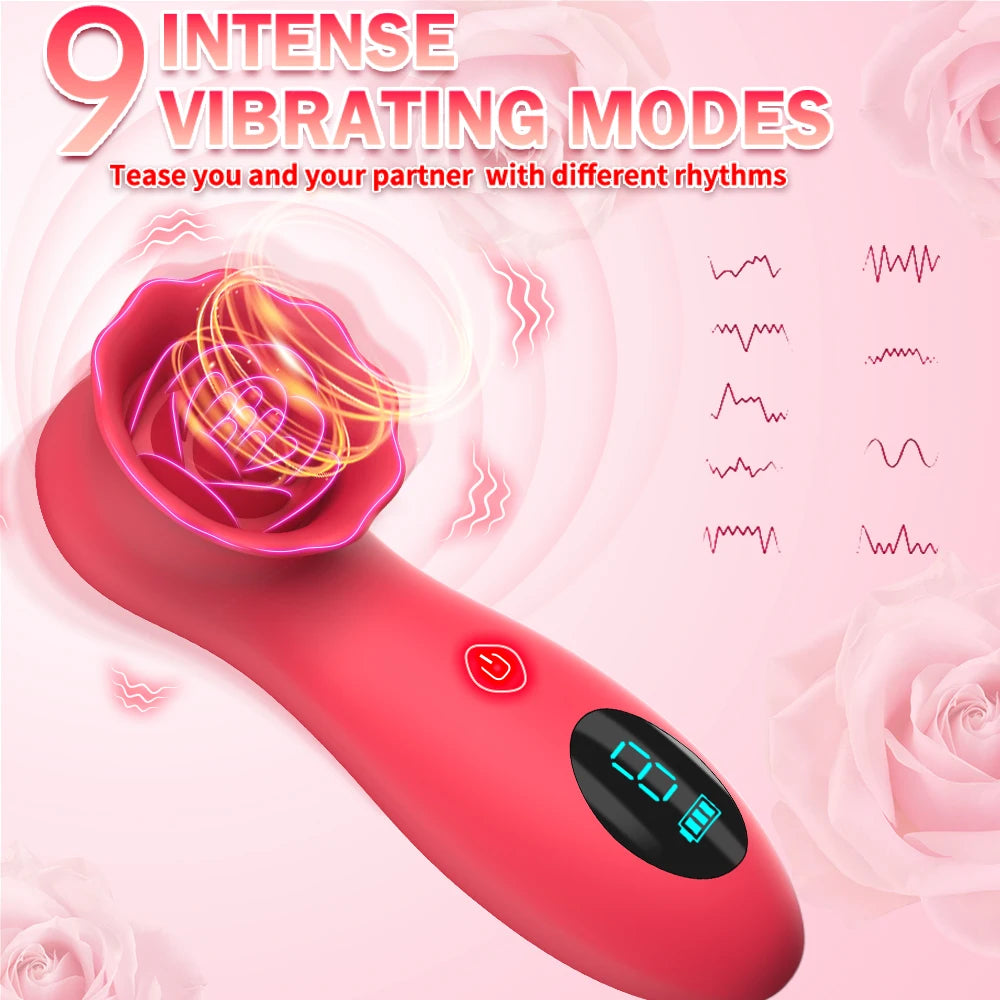 Rose G Spot Vibrator for Women Clitoris Stimulator Vagina Nipple Massager Powerful LCD Female Masturbator Sex Toys Adults 18+