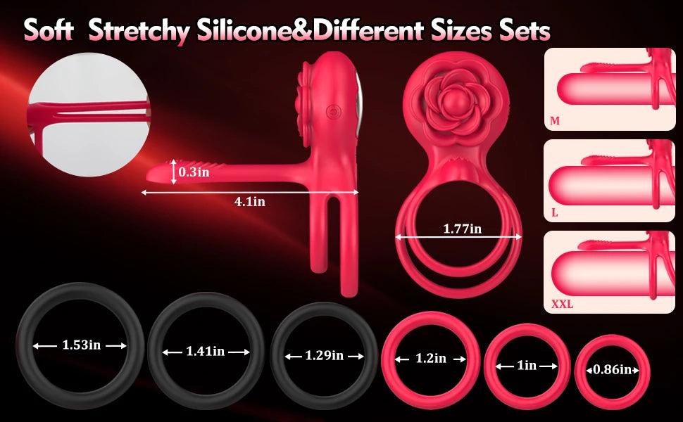 Rose Vibrating Cock Ring Penis Sleeve Vibrator G-spot Clitoral Stimulator 10 Vibration Sex Toy for Adult Men Clitoris Vibrator