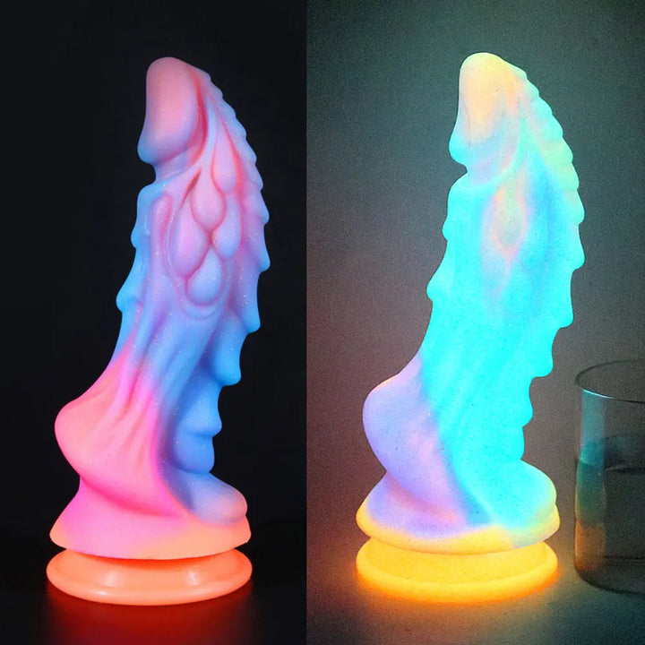 New Luminous Dildos Colourful Glowing Huge Penis G-spot Anal Butt Plug Women Toys Shaped Dragon Monster Dildo with Suction Cup