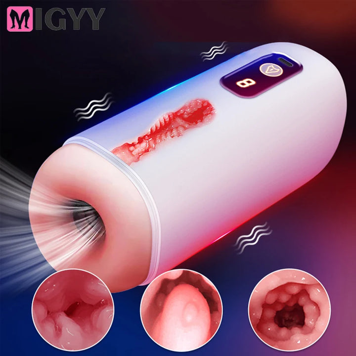 Lifelike Male Blowjob Masturbator Vagina Vibrator Sucking Aircraft Cup Sex Machine Pocket Pusssy Pronunciation Adult For Man Toy