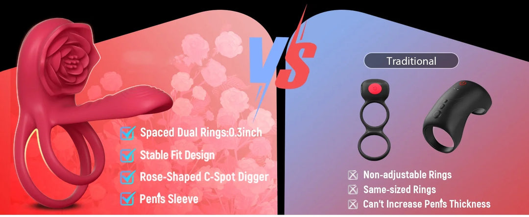 Rose Vibrating Cock Ring Penis Sleeve Vibrator G-spot Clitoral Stimulator 10 Vibration Sex Toy for Adult Men Clitoris Vibrator