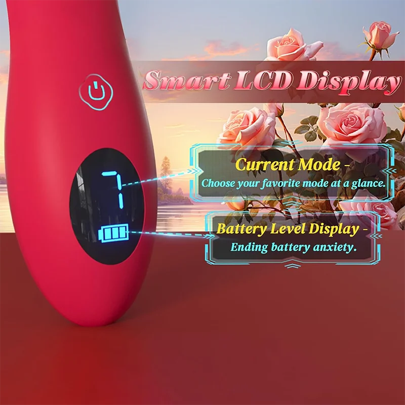 Rose G Spot Vibrator for Women Clitoris Stimulator Vagina Nipple Massager Powerful LCD Female Masturbator Sex Toys Adults 18+