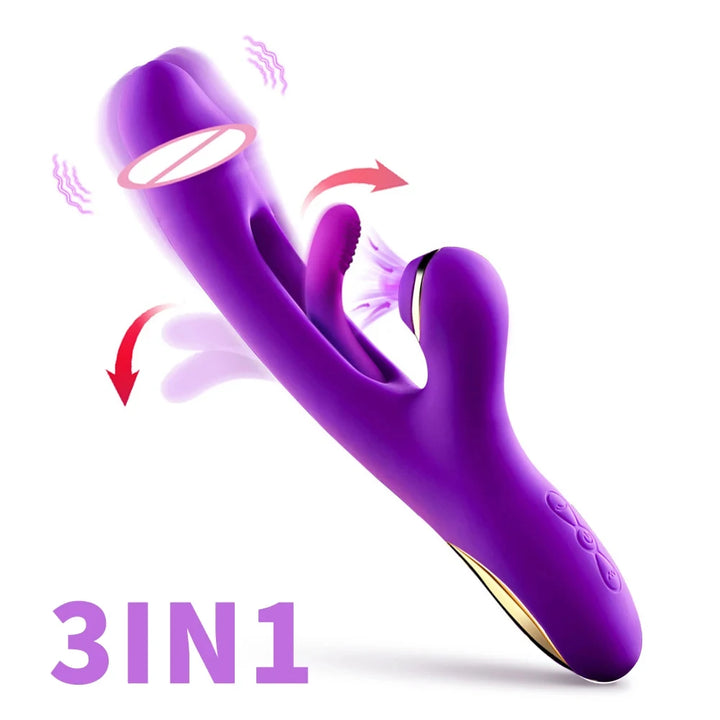 3 In 1 Insert Vibrators Patting Sucking Vibrating Stick For Women