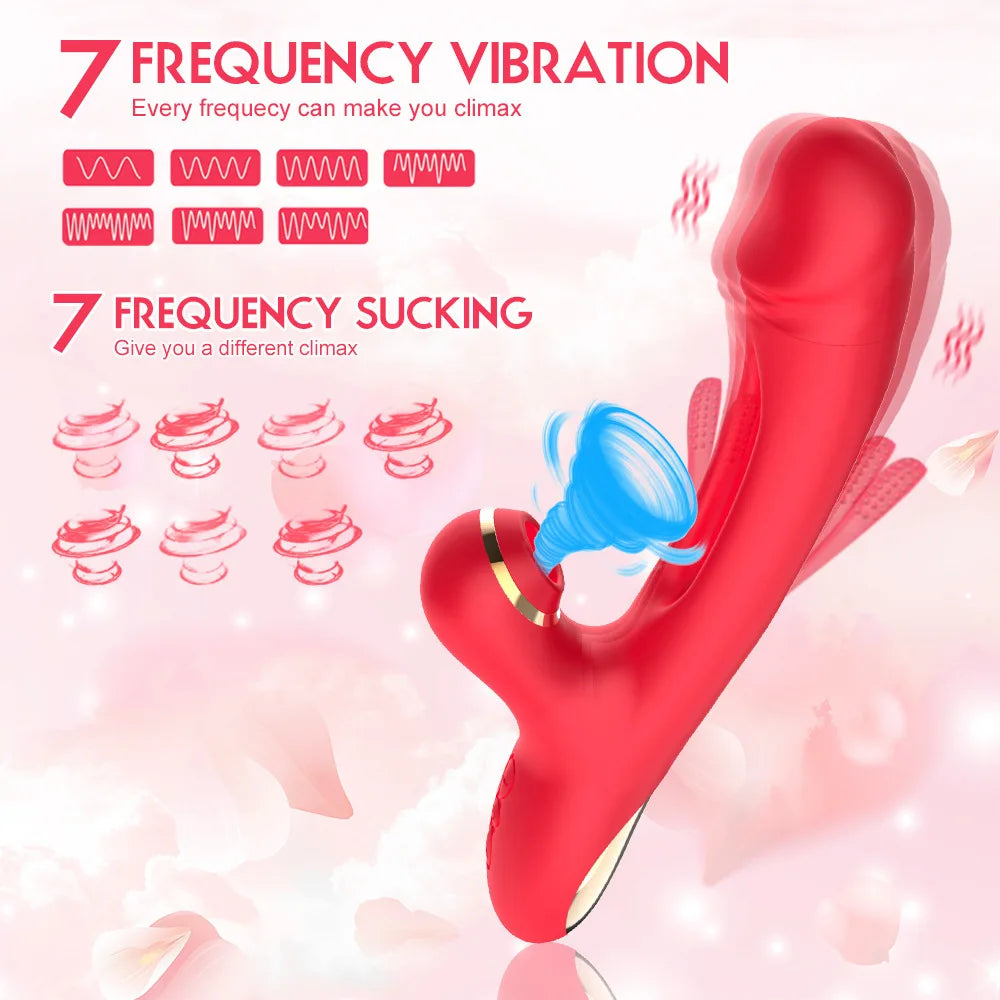 3 In 1 Insert Vibrators Patting Sucking Vibrating Stick For Women