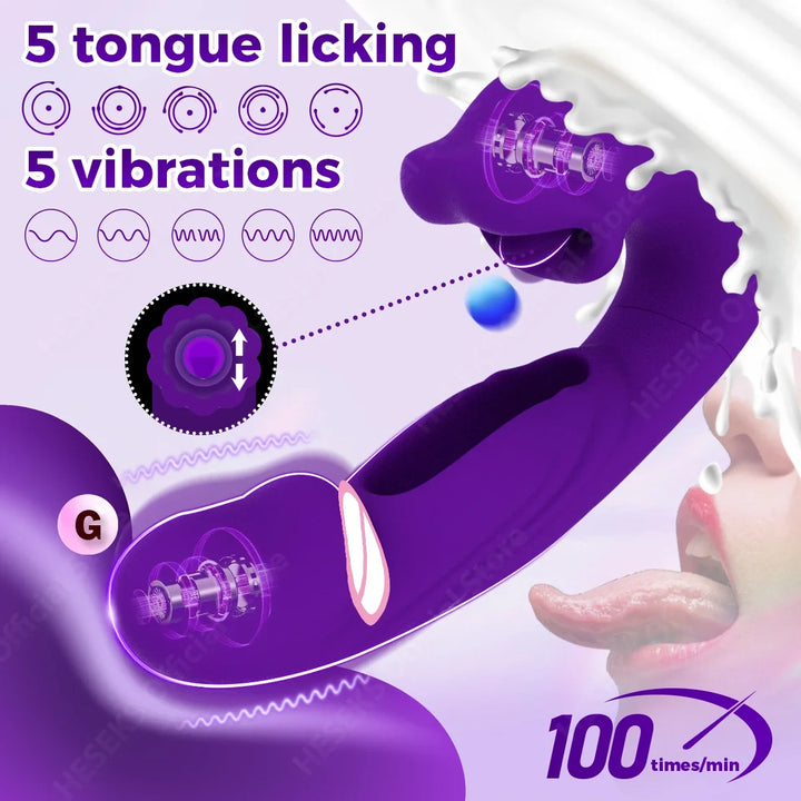 3 IN 1 Female Tongue Licking Vibrator G Spot