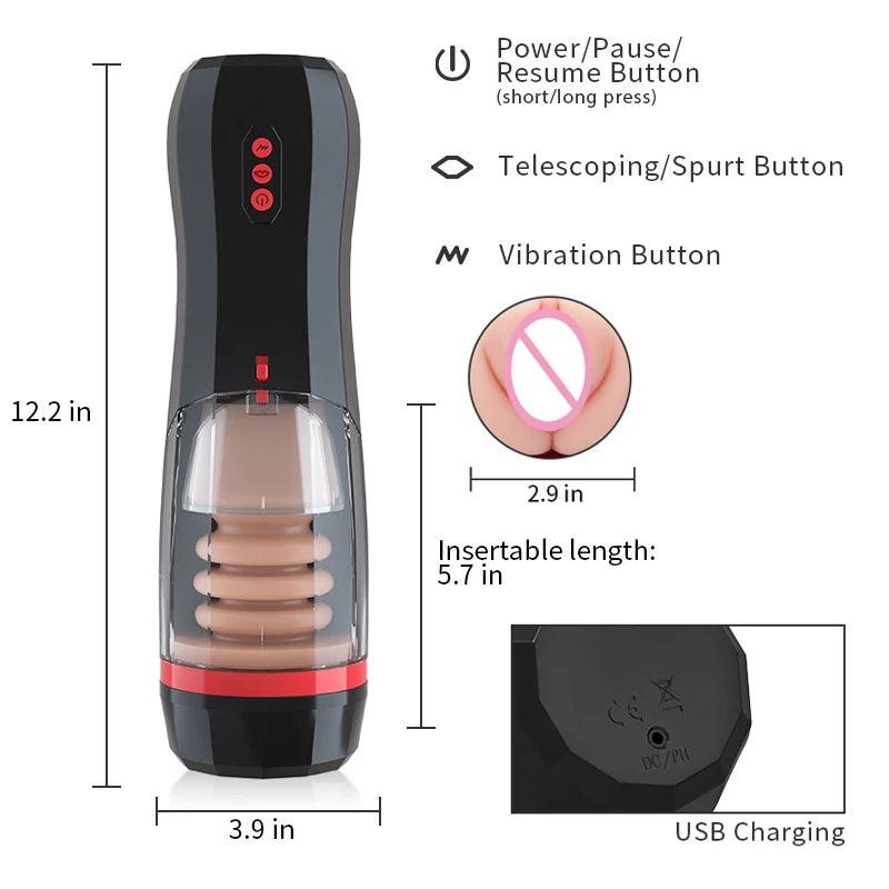 Automatic Sucking Male Masturbation Cup Inner Telescopic Vibrator Male Masturb Vaginas for Men Sex Toy Vaginas for Men