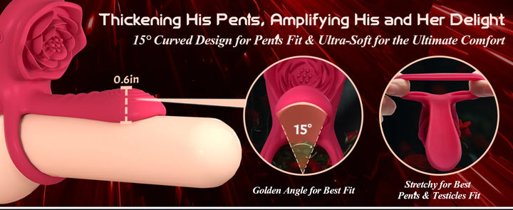 Rose Vibrating Cock Ring Penis Sleeve Vibrator G-spot Clitoral Stimulator 10 Vibration Sex Toy for Adult Men Clitoris Vibrator