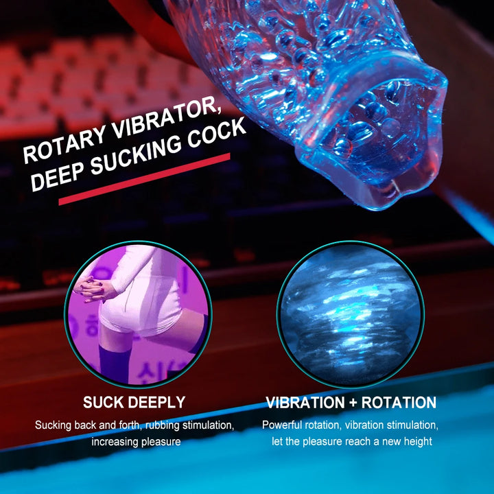 360° Rotation Male Masturbator Cup Sex Toys for Men Blowjob Oral Pussy Masturbation Sucking Automatic Climax Glans Massager