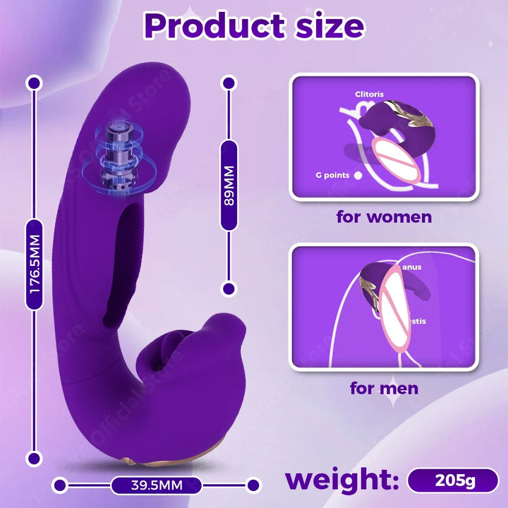 3 IN 1 Female Tongue Licking Vibrator G Spot