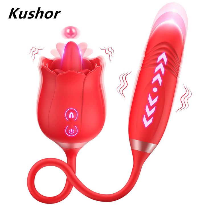 Rose Toy Dildo Thrusting Vibrator for Women Egg Clitoris Sucker Stimulator