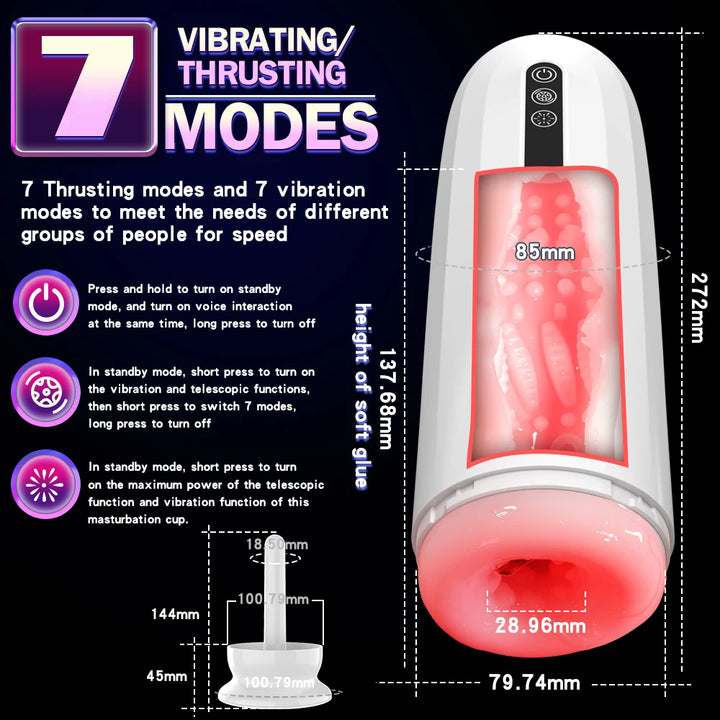 HESEKS 7 Thrusting Vibrations Wearable Automatic Male Masturbators Blowjob Vaginas Adult Masturbation Sex Toys For Men 18