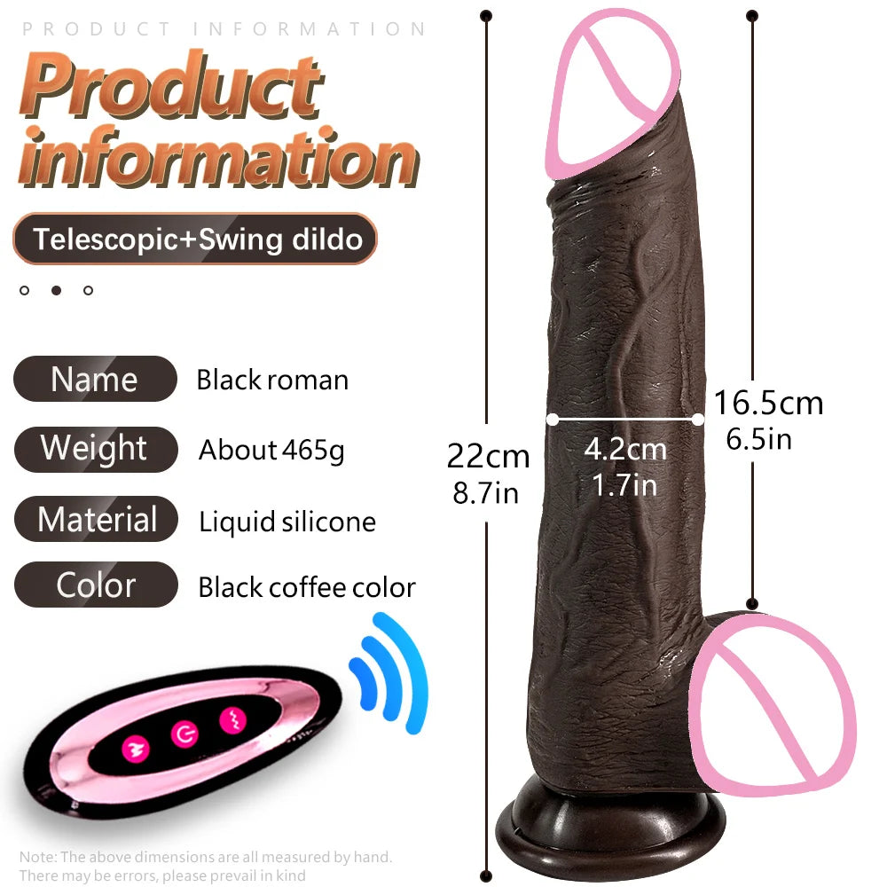 Black Penis Wireless Vibrator Telescopic Dildos For Women Big Dildo Vibrator Heating Skin Feeling Dick Realistic Penis Silicone