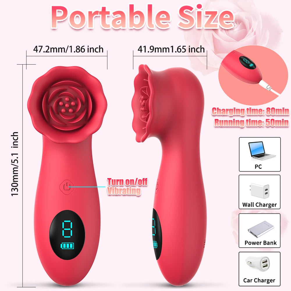 Rose G Spot Vibrator for Women Clitoris Stimulator Vagina Nipple Massager Powerful LCD Female Masturbator Sex Toys Adults 18+