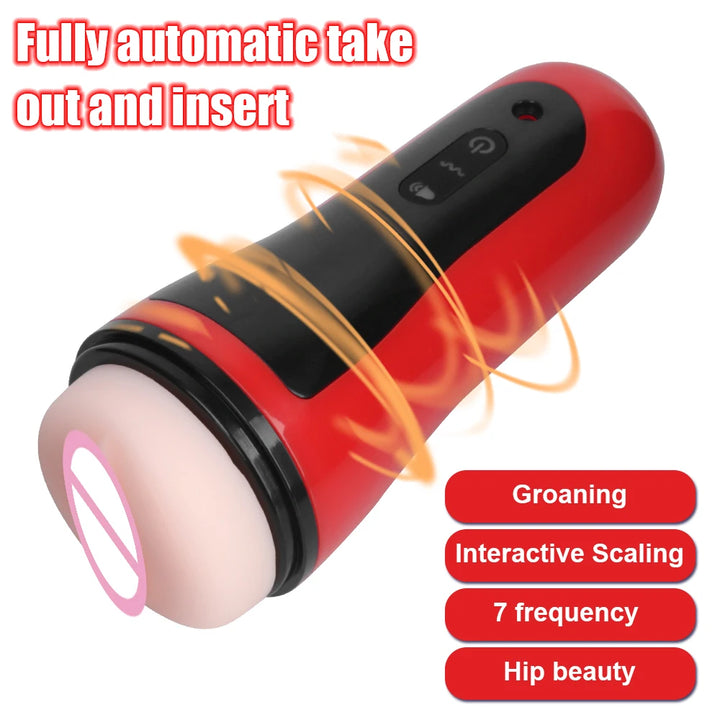 20cm Electric Male Masturbator Vibrator Vagina Real Pussy For Men 18 Glans Sucking Penis Pump Exerciser Sex Toy Erotic Products