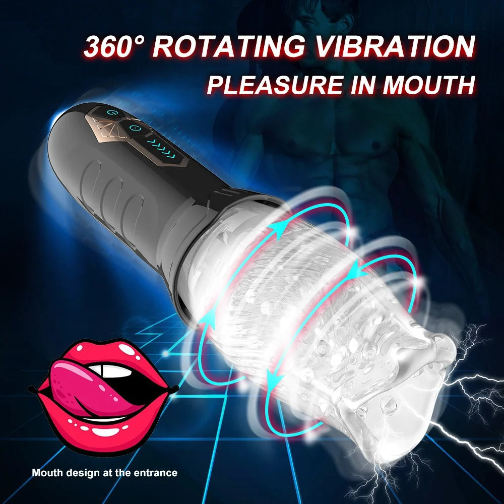 360° Rotation Male Masturbator Cup Sex Toys for Men Blowjob Oral Pussy Masturbation Sucking Automatic Climax Glans Massager