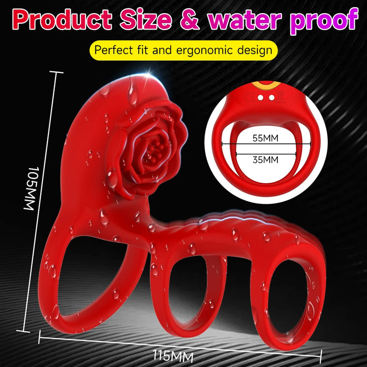 Rose Clit Nipple Vibrator Wireless Control Penis Erection