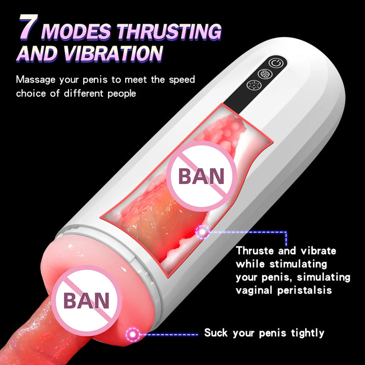 HESEKS 7 Thrusting Vibrations Wearable Automatic Male Masturbators Blowjob Vaginas Adult Masturbation Sex Toys For Men 18