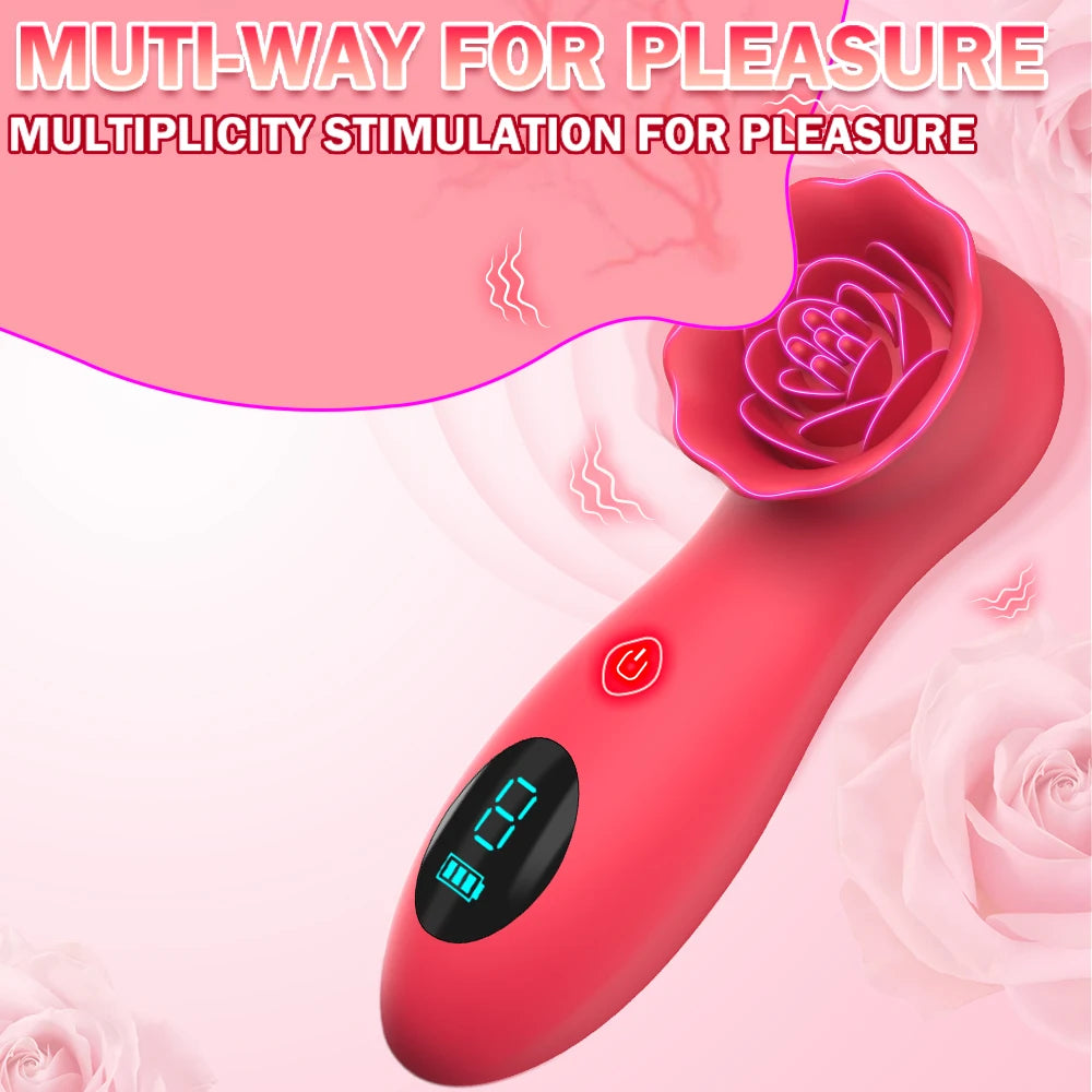 Rose G Spot Vibrator for Women Clitoris Stimulator Vagina Nipple Massager Powerful LCD Female Masturbator Sex Toys Adults 18+