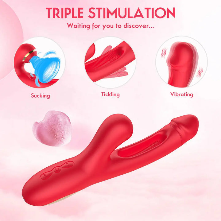 3 In 1 Insert Vibrators Patting Sucking Vibrating Stick For Women