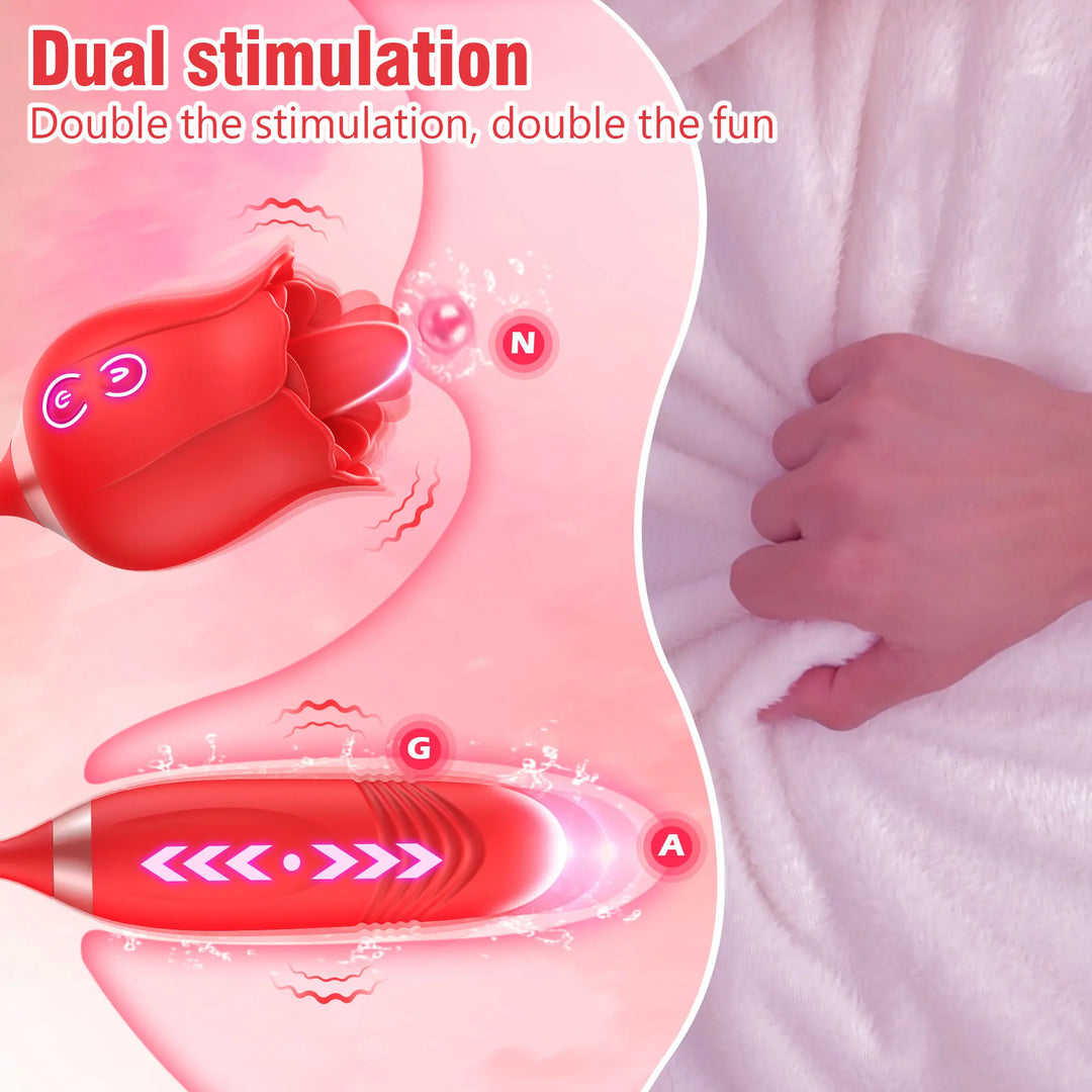 Rose Toy Dildo Thrusting Vibrator for Women Egg Clitoris Sucker Stimulator