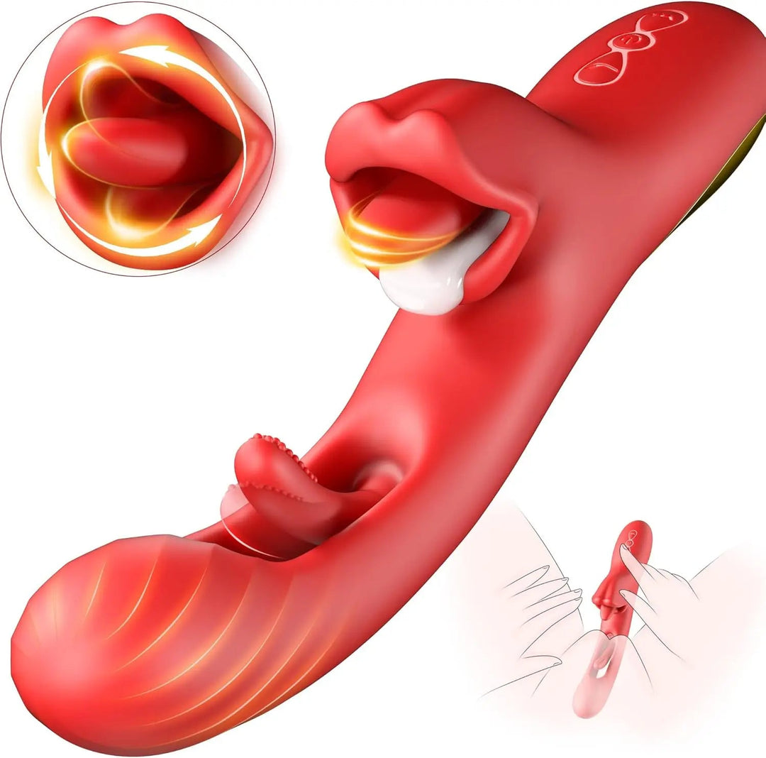 2 in 1 Tongue Thrusting Dildo Vibrator for Women